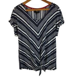 W5 Blue Striped Short Sleeve Top M